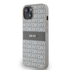 DKNY Zadní Kryt PU Leather Repeat Pattern Tonal Stripe na iPhone 14 Beige