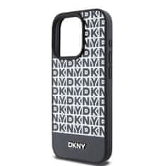DKNY Zadní Kryt PU Leather Repeat Pattern Bottom Stripe pro iPhone 15 Pro Max černý
