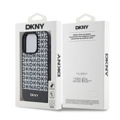 DKNY Zadní Kryt PU Leather Repeat Pattern Bottom Stripe pro iPhone 15 Pro černý