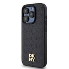 DKNY Zadní Kryt PU Leather Repeat Pattern Stack Logo Magsafe pro iPhone 15 Pro černý