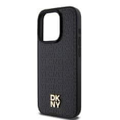 DKNY Zadní Kryt PU Leather Repeat Pattern Stack Logo Magsafe na iPhone 12/12 Pro Black