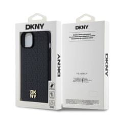 DKNY Zadní Kryt PU Leather Repeat Pattern Stack Logo Magsafe na iPhone 15 Plus Black