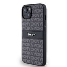 DKNY Zadní Kryt PU Leather Repeat Pattern Tonal Stripe pro iPhone 14 černý