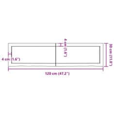 Vidaxl Koupelnová deska tmavě hnědá 120x30x(2-6) cm ošetřený masiv