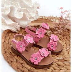 Lakované sandály zdobené květinami velikost 20