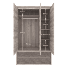 BPS-koupelny Skříň se zrcadlem 3D4S, kaštan nairobi/onyx, JESI