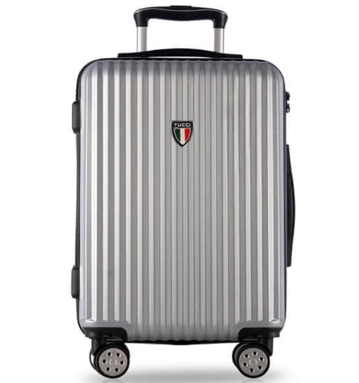 Cestovní kufr TUCCI Banda T-0274/3-L ABS - stříbrná