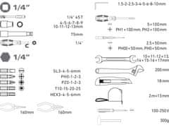 EXTOL sada nářadí 1/4" 6583 EXTOL CRAFT 59ks mix 