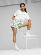 Puma Bílo-zelené dámské vzorované teplákové kraťasy Puma ESS+ Blossom 5" AOP Shorts TR XS