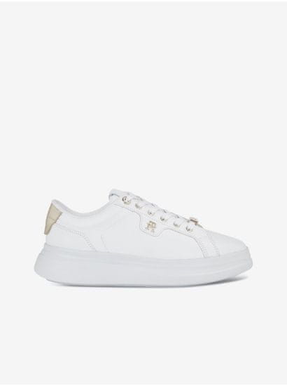 Tommy Hilfiger Bílé dámské kožené tenisky Tommy Hilfiger Pointy Court Sneaker Hardware