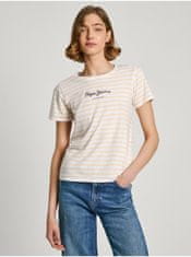 Pepe Jeans Žluto-bílé dámské pruhované tričko Pepe Jeans XS