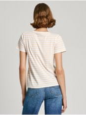 Pepe Jeans Žluto-bílé dámské pruhované tričko Pepe Jeans XS