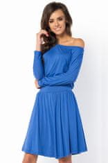 Makadamia Letní šaty dámské ve volném střihu značkové středně dlouhé modré - Modrá - Makadamia XL Královská modř