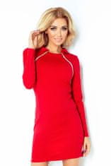Numoco Společenské dámské šaty COLLAR s ozdobnými zipy červené - Červená - Numoco červená XL