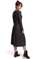BeWear Dámské šaty B183 - BEwear XL Tm.zelena s černou