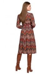 Stylove Dámské plisované šaty s aztéckým potiskem S289 - Stylove L oranžová/modrá/černá