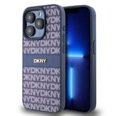 DKNY Zadní Kryt PU Leather Repeat Pattern Tonal Stripe pro iPhone 14 Pro modrý
