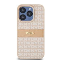 DKNY Zadní Kryt PU Leather Repeat Pattern Tonal Stripe na iPhone 15 Pro Max Pink