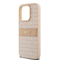 DKNY Zadní Kryt PU Leather Repeat Pattern Tonal Stripe na iPhone 14 Pro Pink