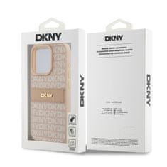 DKNY Zadní Kryt PU Leather Repeat Pattern Tonal Stripe na iPhone 14 Pro Pink