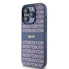 DKNY Zadní Kryt PU Leather Repeat Pattern Tonal Stripe pro iPhone 15 Pro modrý