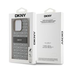 DKNY Zadní Kryt PU Leather Repeat Pattern Tonal Stripe na iPhone 14 Pro Max Beige