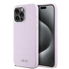DKNY Zadní Kryt Liquid Silicone Silver Metal Logo Magsafe na iPhone 15 Pro Max Pink