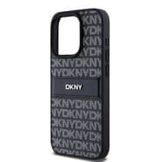 DKNY Zadní Kryt PU Leather Repeat Pattern Tonal Stripe pro iPhone 14 Pro Max černý