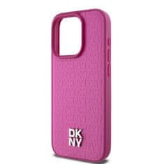 DKNY Zadní Kryt PU Leather Repeat Pattern Stack Logo Magsafe pro iPhone 15 Pro růžový
