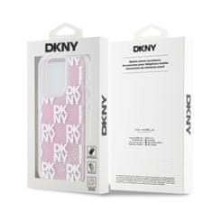 DKNY Zadní Kryt Liquid Glitter Checkered Pattern pro iPhone 15 Pro růžový