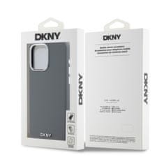 DKNY Zadní Kryt Liquid Silicone Silver Metal Logo Magsafe na iPhone 15 Pro Max Grey