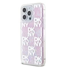 DKNY Zadní Kryt Liquid Glitter Checkered Pattern na iPhone 15 Pro Max Pink