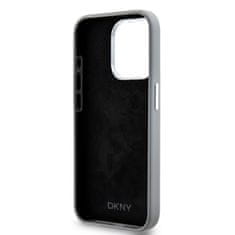 DKNY Zadní Kryt Liquid Silicone Silver Metal Logo Magsafe na iPhone 15 Pro Grey