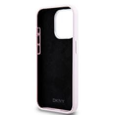 DKNY Zadní Kryt Liquid Silicone Silver Metal Logo Magsafe na iPhone 15 Pro Pink