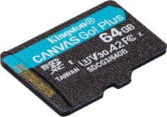 Kingston Canvas Go Plus 64GB microSDXC / UHS-I V30 U3 / CL10 / bez adaptéru