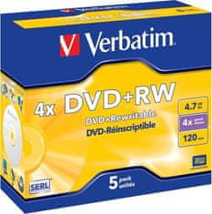Verbatim DVD+RW 4,7GB/ 4x/ Jewel/ 5pack
