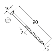 DOMAX CS 05090 tesařský vrut se zapuštěnou hlavou 5x90 - 5kg (cca 670 ks) - balení 5ks