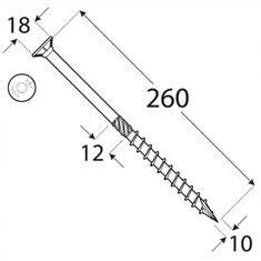 DOMAX CS 10260 tesařský vrut se zapuštěnou hlavou 10x260 - balení 50ks