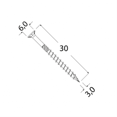 DOMAX CS 30030 tesařský vrut se zapuštěnou hlavou 3x30 - balení 500ks