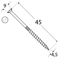 DOMAX CS 45045 tesařský vrut se zapuštěnou hlavou 4,5x45 - balení 200ks