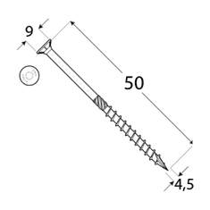 DOMAX CS 45050 tesařský vrut se zapuštěnou hlavou 4,5x50 - balení 200ks