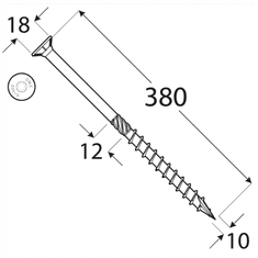 DOMAX CS 10380 tesařský vrut se zapuštěnou hlavou 10x380 - balení 50ks