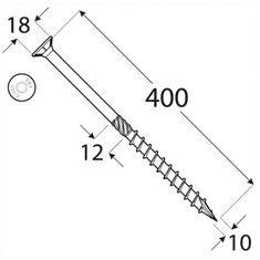 DOMAX CS 10400 tesařský vrut se zapuštěnou hlavou 10x400 - balení 50ks