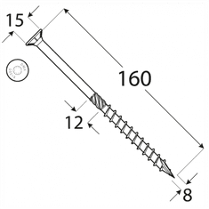 DOMAX CS 08160 tesařský vrut se zapuštěnou hlavou 8x160 - balení 50ks