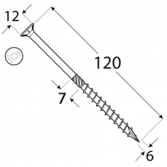 DOMAX CS 06120 tesařský vrut se zapuštěnou hlavou 6x120 - balení 100ks