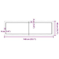 Vidaxl Stolní deska tmavě hnědá 140x40x(2-4)cm ošetřený dub živá hrana