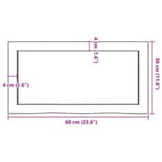 Vidaxl Koupelnová deska tmavě hnědá 60x30x(2-4) cm ošetřený masiv