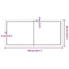 Vidaxl Stolní deska 140x60x(2-4)cm neošetřený masivní dřevo živá hrana