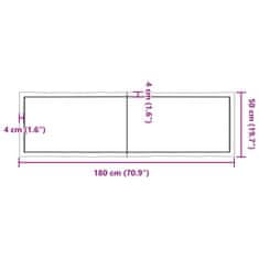 Vidaxl Stolní deska hnědá 180x50x(2-4)cm ošetřený dřevo živá hrana