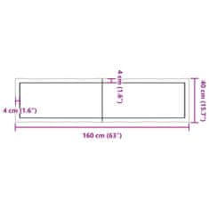 Vidaxl Stolní deska hnědá 160x40x(2-4)cm ošetřený dřevo živá hrana